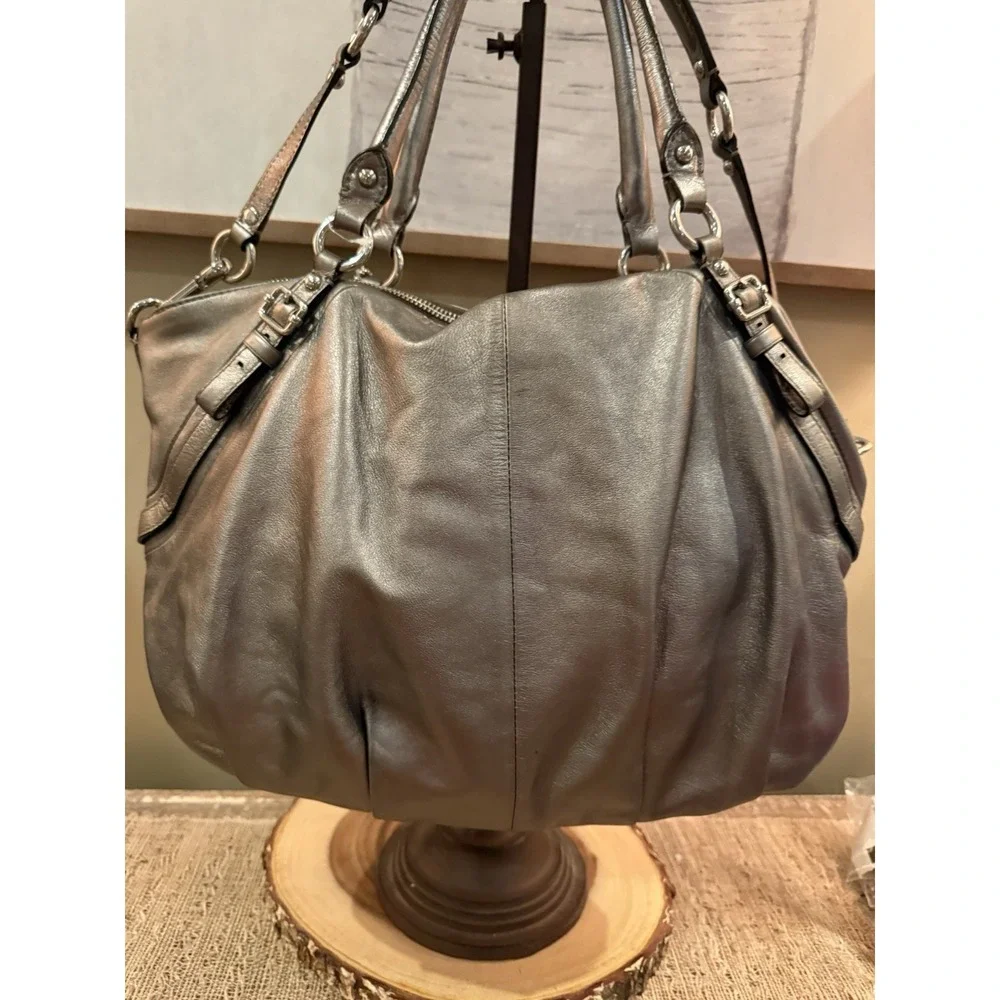 Coach Madison Sophia Metallic Leather Satchel Slouchy Shoulder Bag Purse 15955